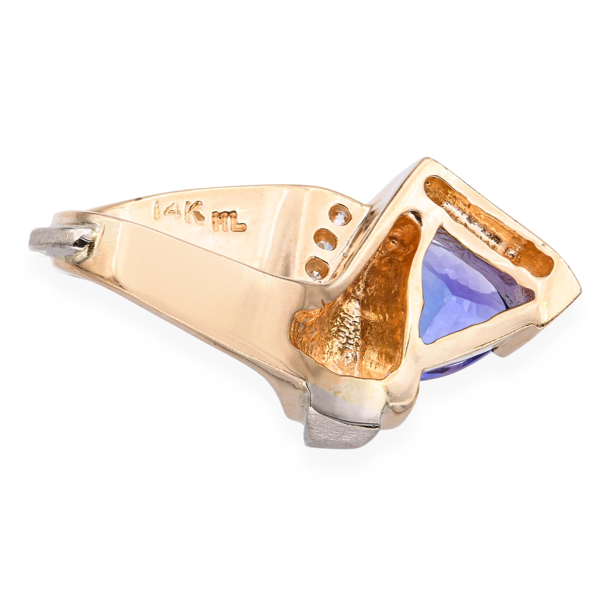 14k Yellow Gold 1.25ct Tanzanite and Diamond Pendant