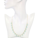 14k Yellow Gold Aquamarine and Pearl Drop Station Necklace