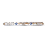 Antique Edwardian Platinum and Gold Diamond and Sapphire Openwork Bar Brooch