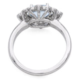 14k White Gold Aquamarine and Diamond Halo Ring