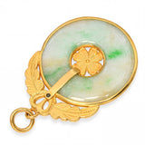 Vintage 22k Yellow Gold Jadeite Jade Donut Disk Pendant