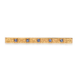 Antique 14k Yellow Gold and Sapphire Engraved Bar Brooch