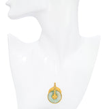 Vintage 22k Yellow Gold Jadeite Jade Donut Disk Pendant