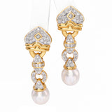 18k Gold South Sea Pearl and 2.70tcw Diamond Earrings