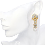 18k Gold South Sea Pearl and 2.70tcw Diamond Earrings