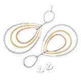 14k Tri Tone Gold and 4.06Ctw Diamond Drop Earrings