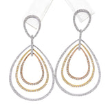 14k Tri Tone Gold and 4.06Ctw Diamond Drop Earrings