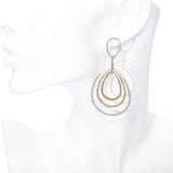 14k Tri Tone Gold and 4.06Ctw Diamond Drop Earrings
