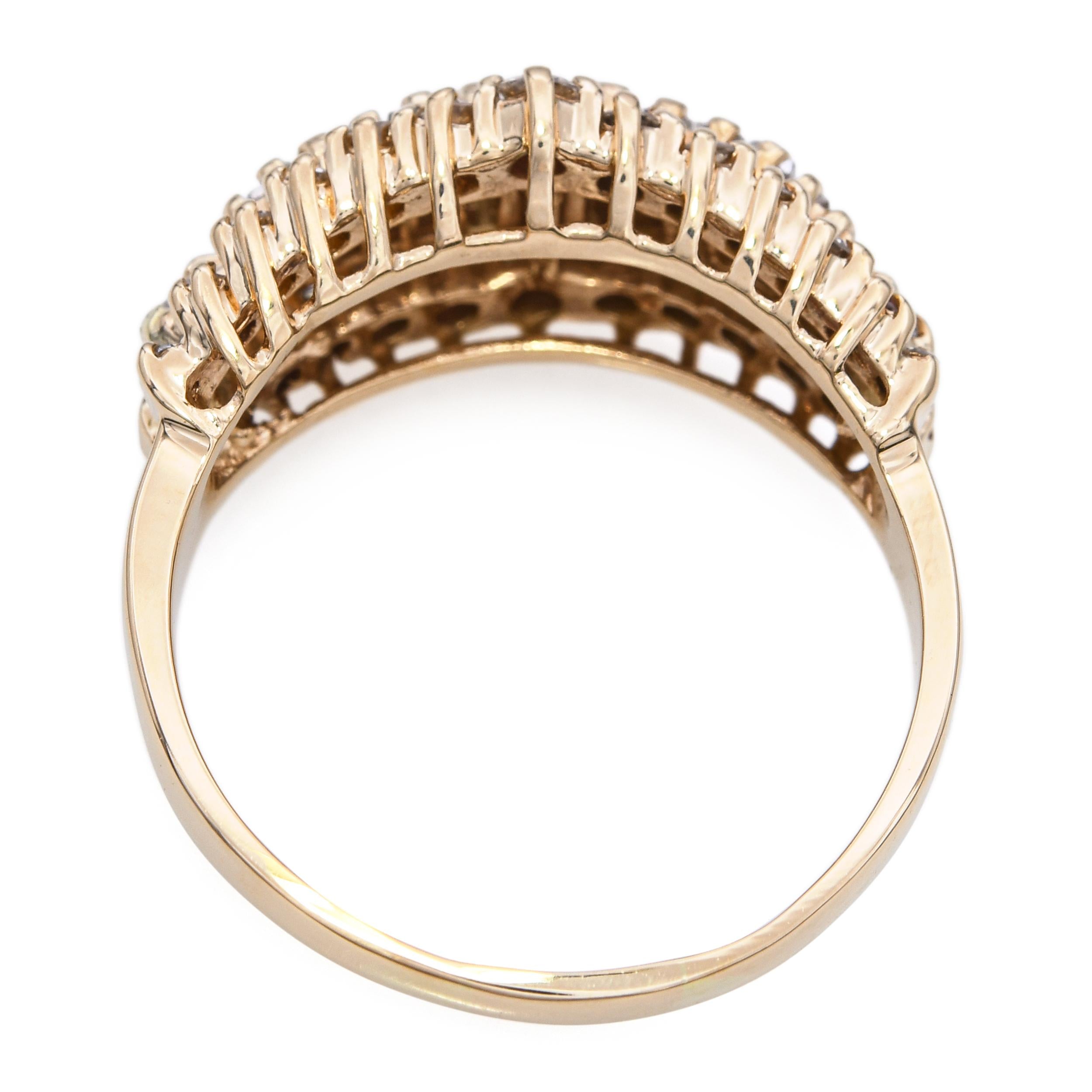 Vintage 14k Yellow Gold 1.41tcw Graduating Diamond Ring