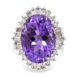 Vintage 14k White Gold 12.07ct Amethyst and 1.62tcw Diamond Ballerina Ring