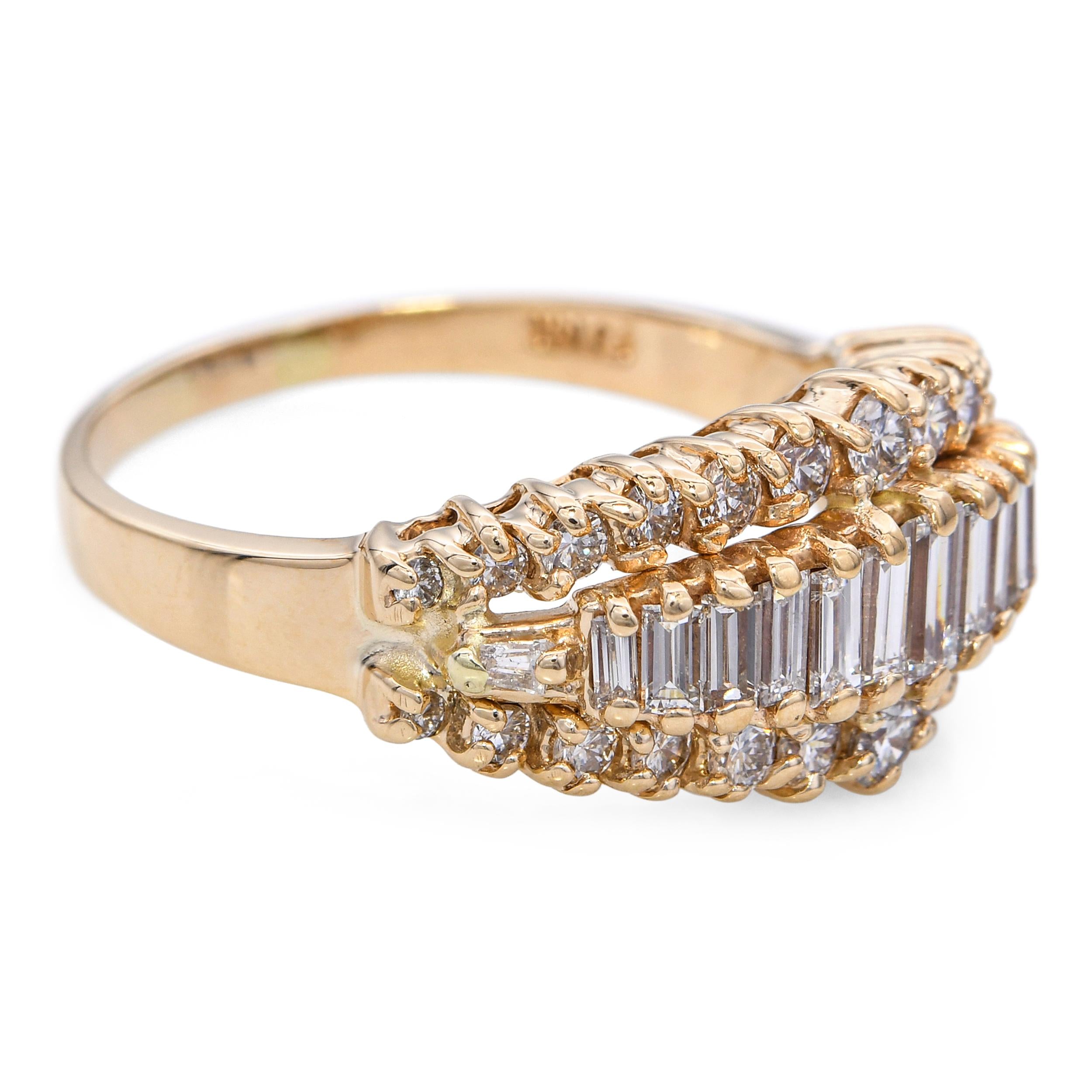 Vintage 14k Yellow Gold 1.41tcw Graduating Diamond Ring