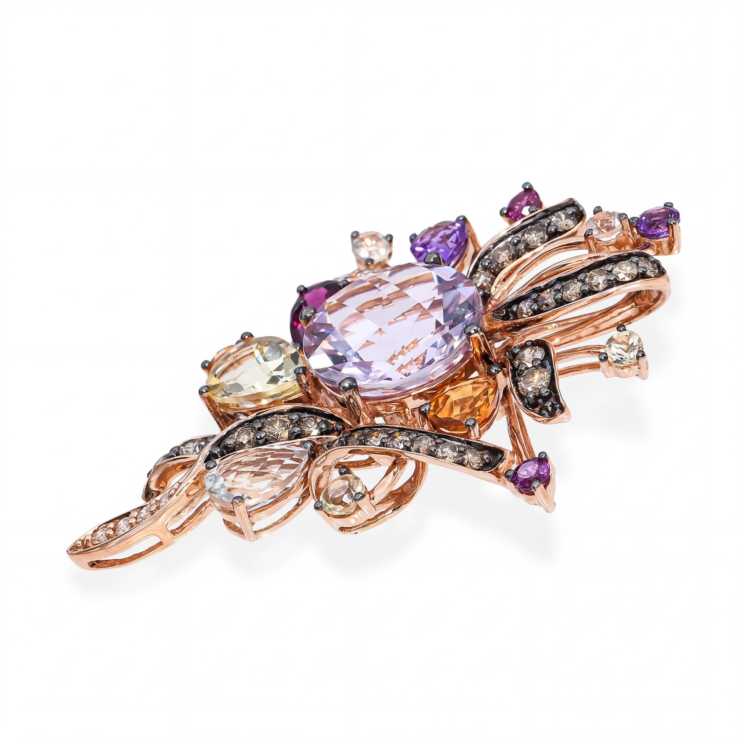 14k Rose Gold Crazy Collection Le Vian Multistone Pendant