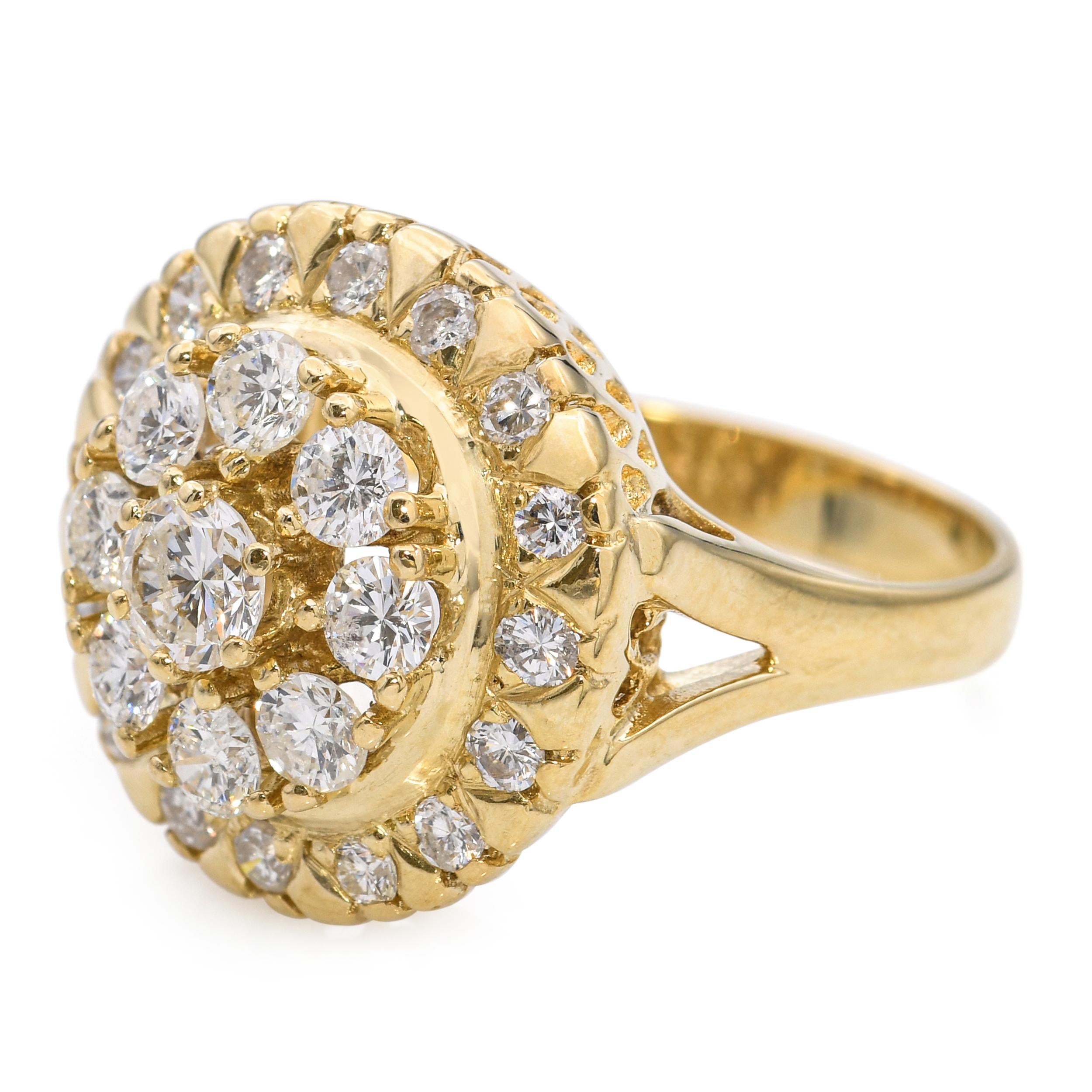 Vintage 14k Yellow Gold 0.98tcw Diamond Cluster Ring