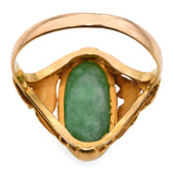 Vintage 18k Yellow Gold Jade and Floral Motif Ring