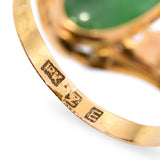Vintage 18k Yellow Gold Jade and Floral Motif Ring