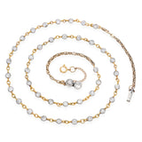 Victorian Yellow Gold & Platinum 2.59ctw Mine Cut Diamond Station Necklace