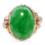 Vintage 14k Yellow Gold 8.45ct Green Jade Ring