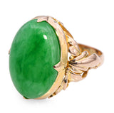 Vintage 14k Yellow Gold 8.45ct Green Jade Ring