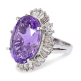 Vintage 14k White Gold 12.07ct Amethyst and 1.62tcw Diamond Ballerina Ring