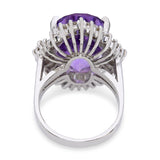 Vintage 14k White Gold 12.07ct Amethyst and 1.62tcw Diamond Ballerina Ring