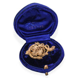 Antique Georgian Yellow Gold Tree Vine and Leaf Motif Pin Brooch with Box