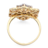 Vintage 14k Yellow Gold 1.2tcw Diamond Geometric Floral Ring