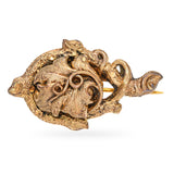 Antique Georgian Yellow Gold Tree Vine and Leaf Motif Pin Brooch with Box