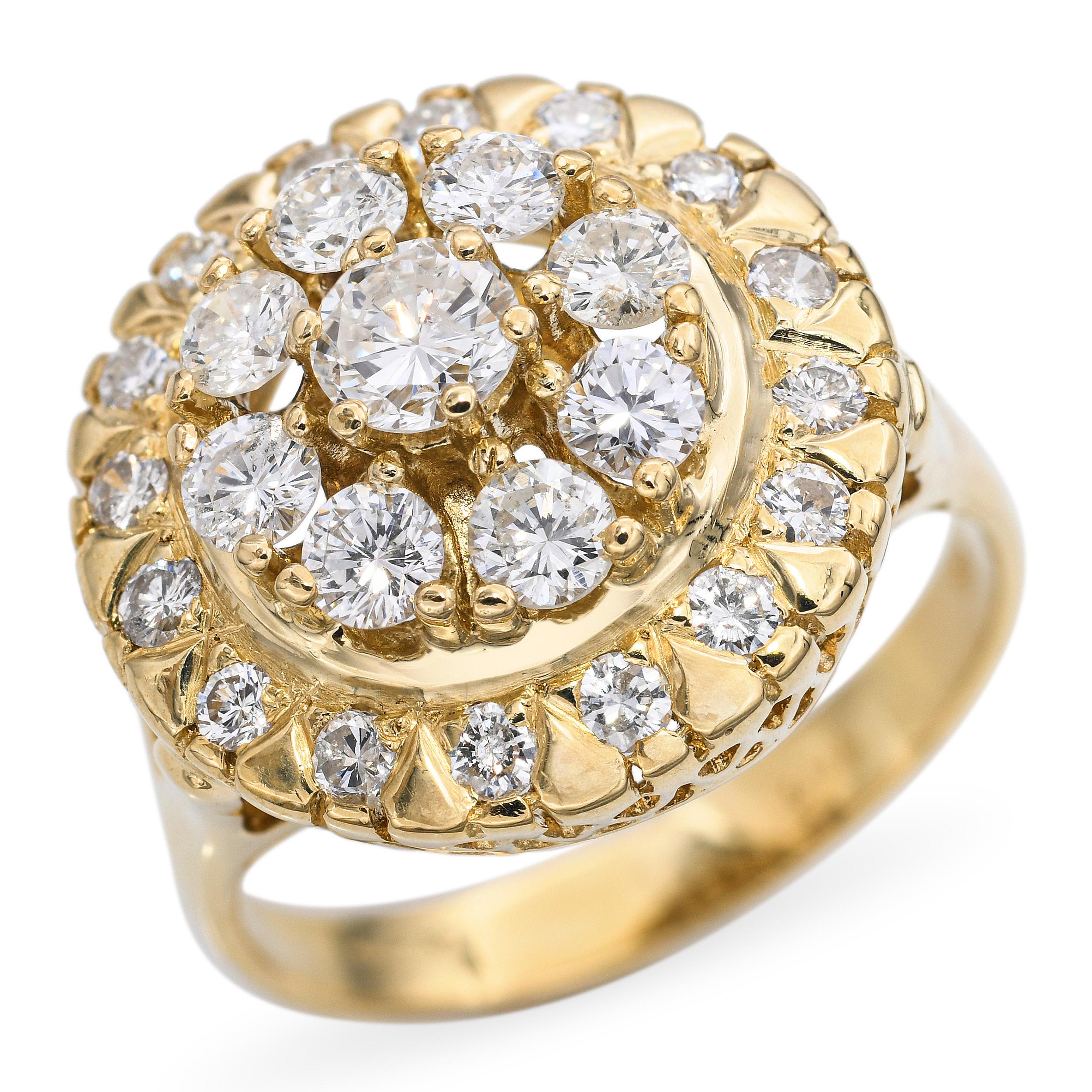 Vintage 14k Yellow Gold 0.98tcw Diamond Cluster Ring