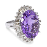 Vintage 14k White Gold 12.07ct Amethyst and 1.62tcw Diamond Ballerina Ring