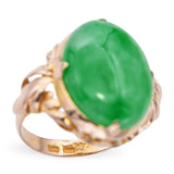 Vintage 14k Yellow Gold 8.45ct Green Jade Ring
