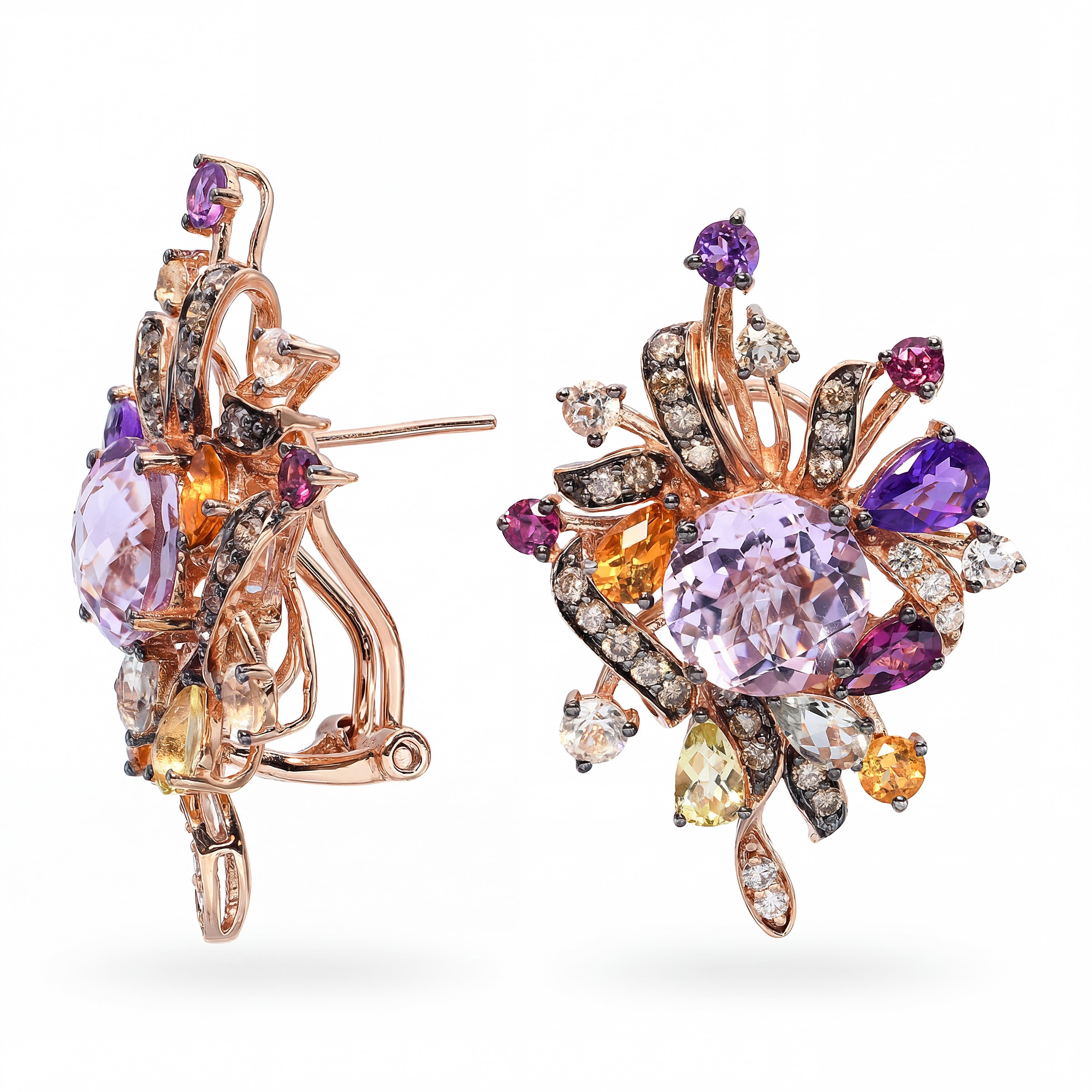 Le Vian 14k Rose Gold Crazy Collection Amethyst and Multi Gemstone Earrings