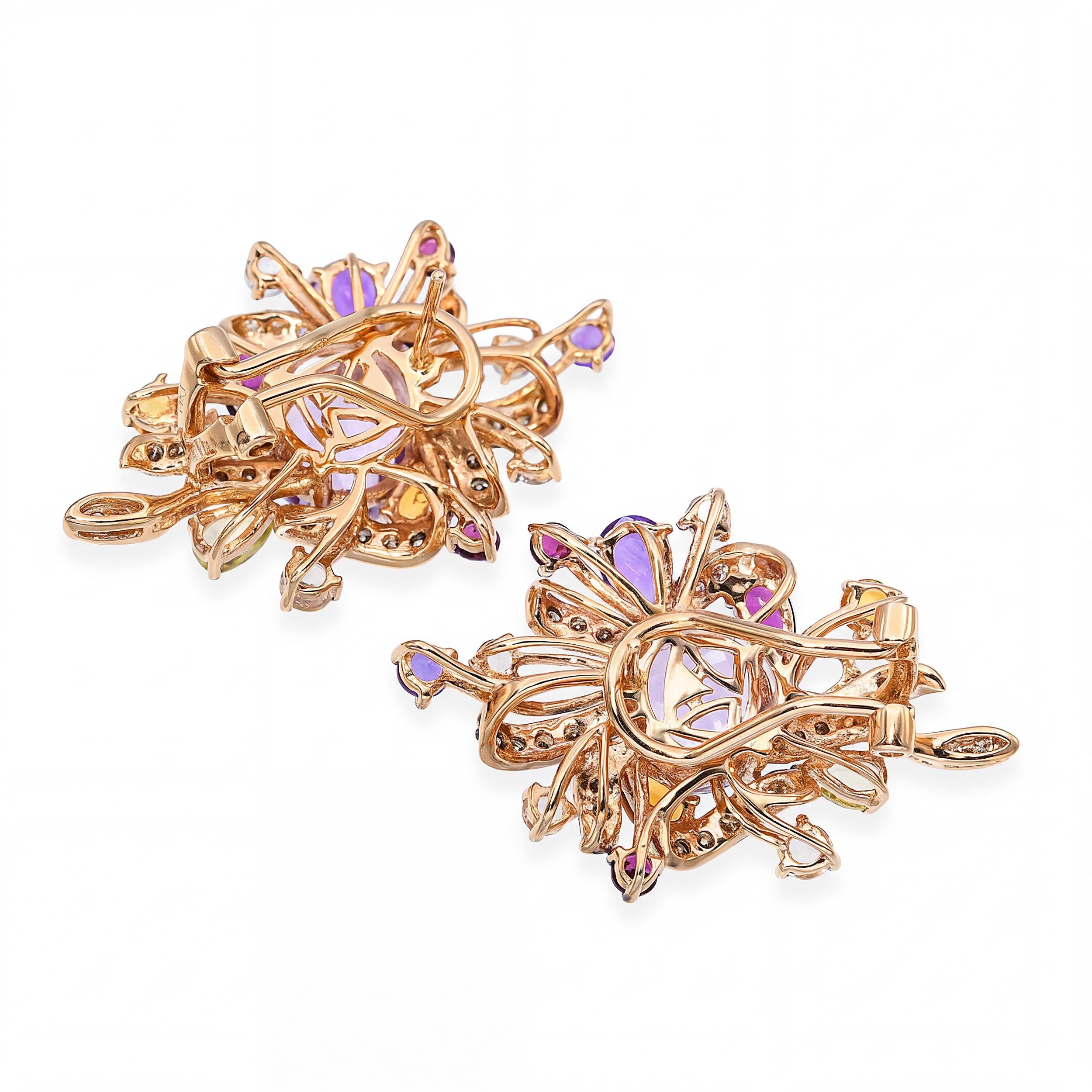 Le Vian 14k Rose Gold Crazy Collection Amethyst and Multi Gemstone Earrings
