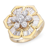 Vintage 14k Yellow Gold 1.2tcw Diamond Geometric Floral Ring