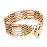 Antique 9K Rose Gold Gate Link Bracelet with Heart Padlock
