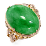 Vintage 14k Yellow Gold 8.45ct Green Jade Ring