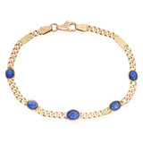 Vintage 14k Yellow Gold 4tcw Sapphire Cabochon Link Bracelet