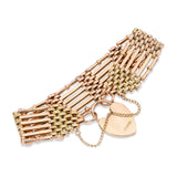 Antique 9K Rose Gold Gate Link Bracelet with Heart Padlock