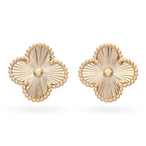 Van Cleef & Arpels 18k Yellow Gold Alhambra Guilloche Earrings