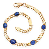 Vintage 14k Yellow Gold 4tcw Sapphire Cabochon Link Bracelet