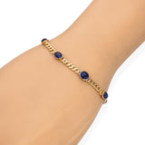 Vintage 14k Yellow Gold 4tcw Sapphire Cabochon Link Bracelet