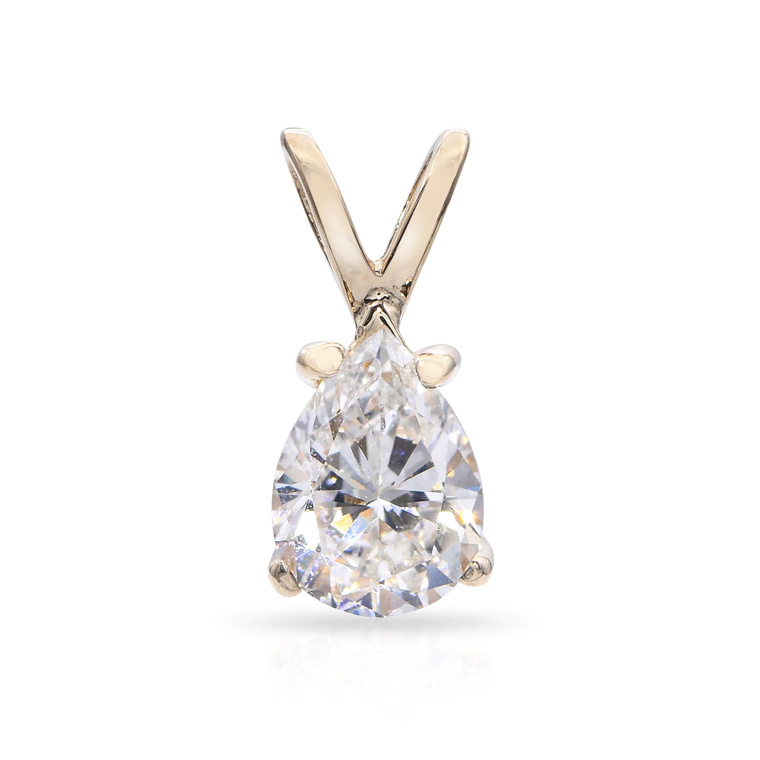 14k Yellow GIA 1.03 H Si2 Pear Diamond Pendant