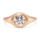 18k Satin Yellow Gold Flush Set GIA 0.96ct G VVS1 Diamond Ring