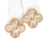 Van Cleef & Arpels 18k Yellow Gold Alhambra Guilloche Earrings