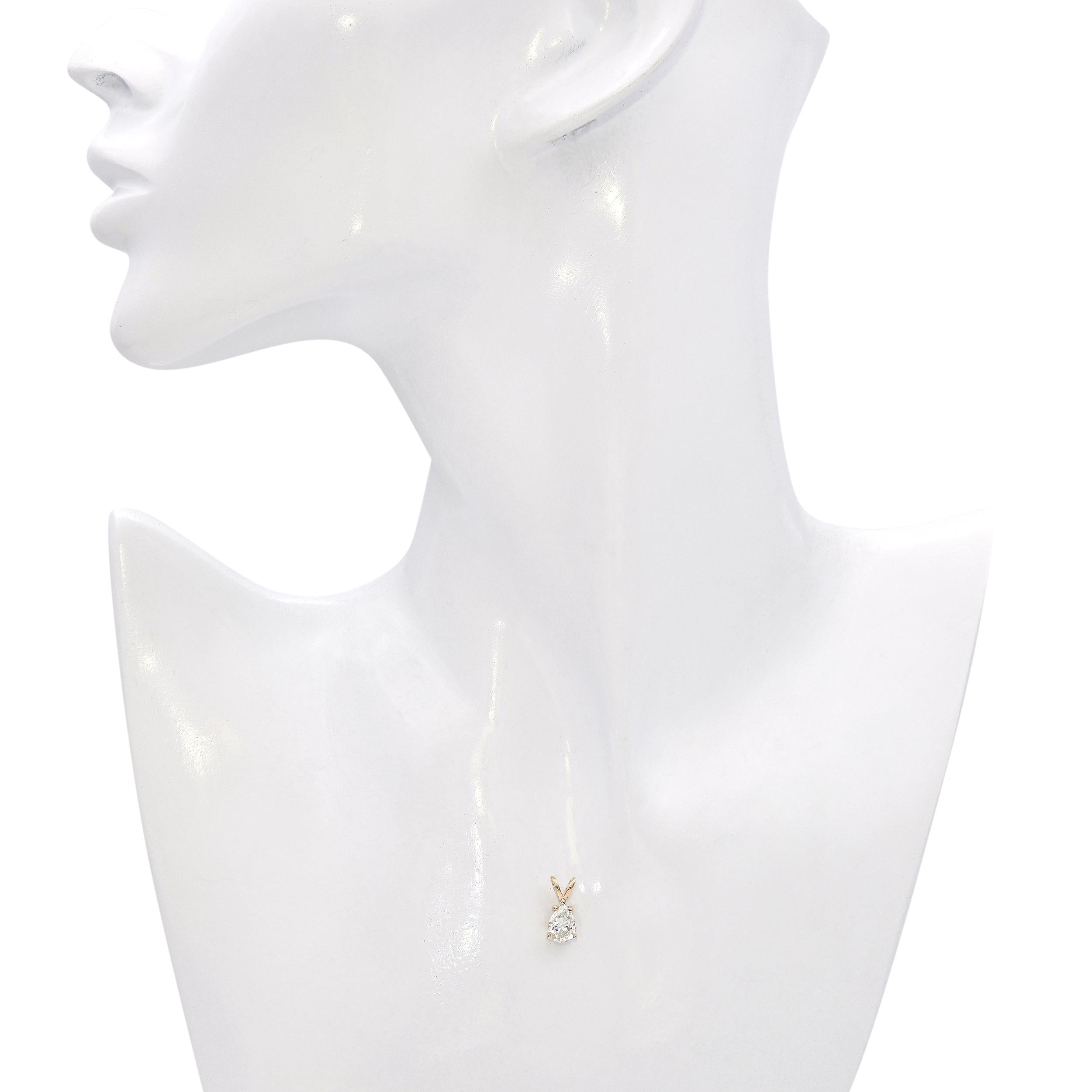 14k Yellow GIA 1.03 H Si2 Pear Diamond Pendant