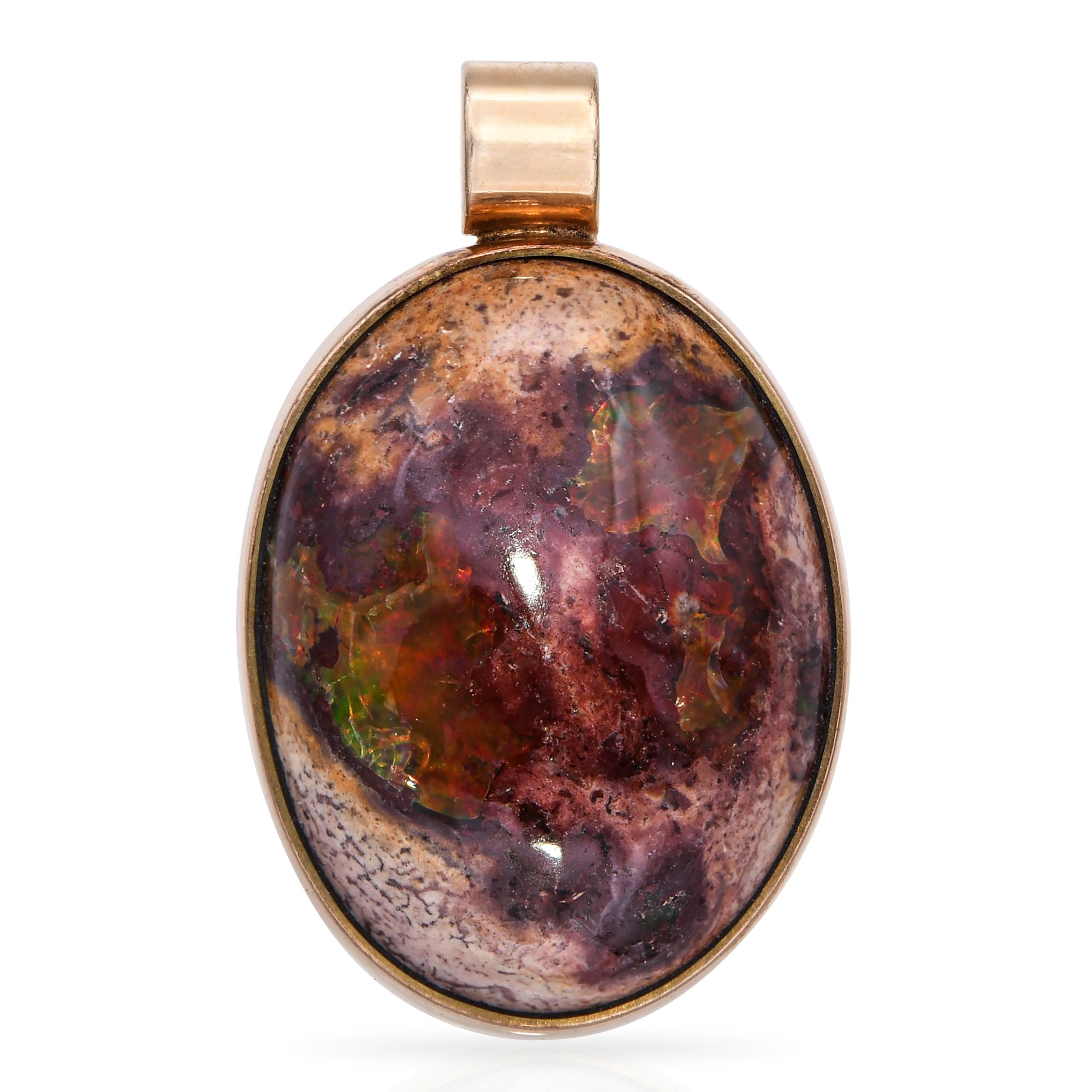 Vintage 14k Yellow Gold Mexican Cantera Opal Pendant
