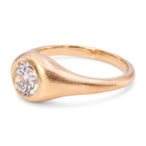 18k Satin Yellow Gold Flush Set GIA 0.96ct G VVS1 Diamond Ring