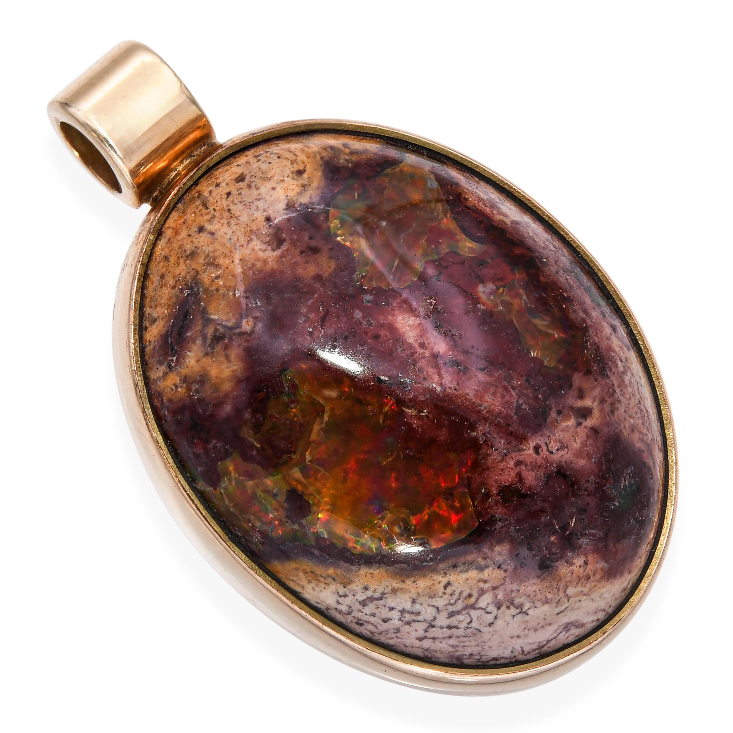 Vintage 14k Yellow Gold Mexican Cantera Opal Pendant