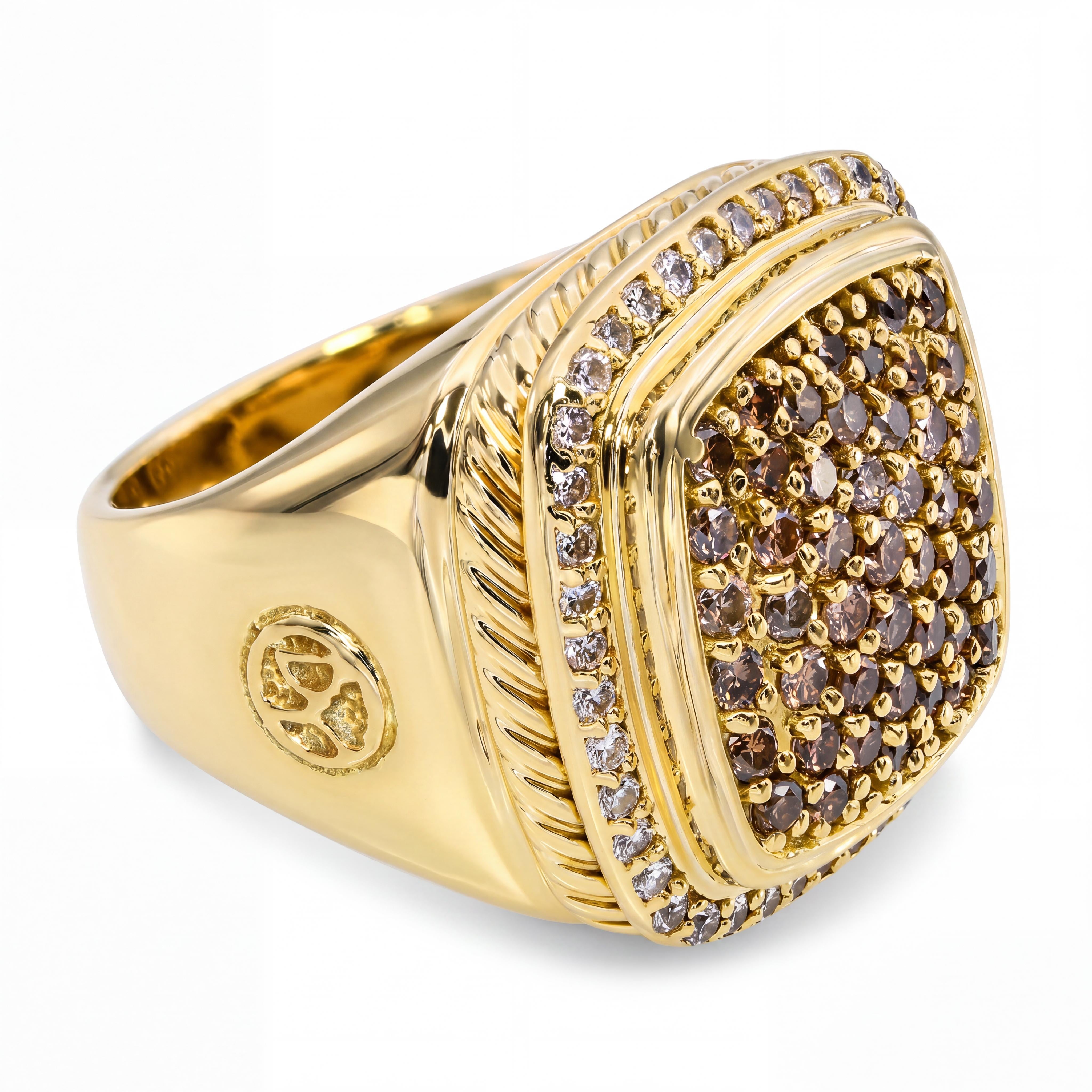 David Yurman Albion 18k Yellow Gold Diamond Pave Ring