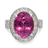 14k White Gold 5.80ct Pink Tourmaline 1.28tcw Diamond Statement Ring