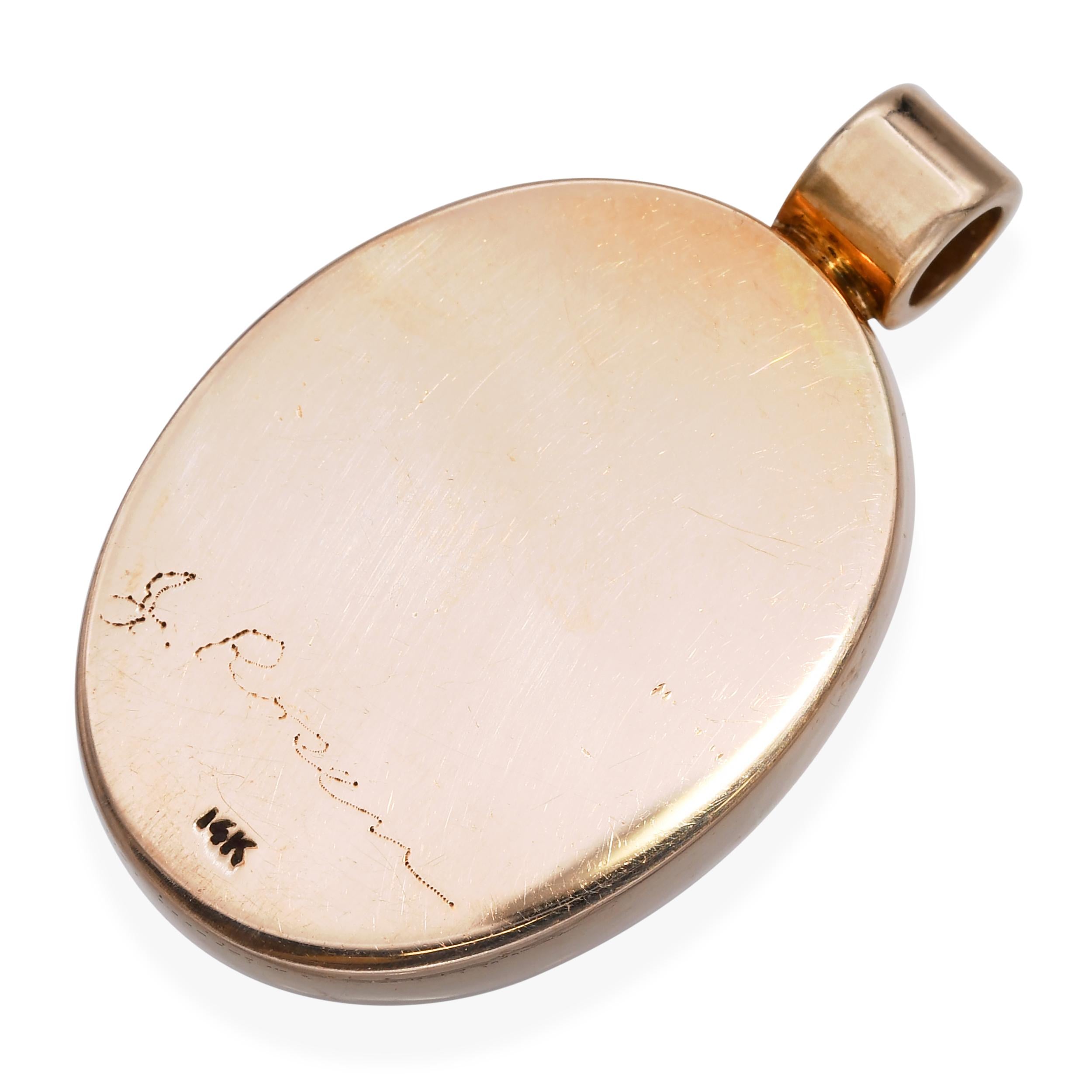 Vintage 14k Yellow Gold Mexican Cantera Opal Pendant